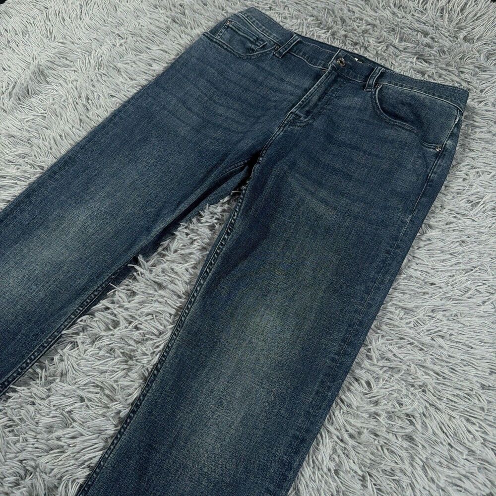 7 For All Mankind Jeans 33 Blue Slimmy Slim Straight Leg Whiskered Denim Mens